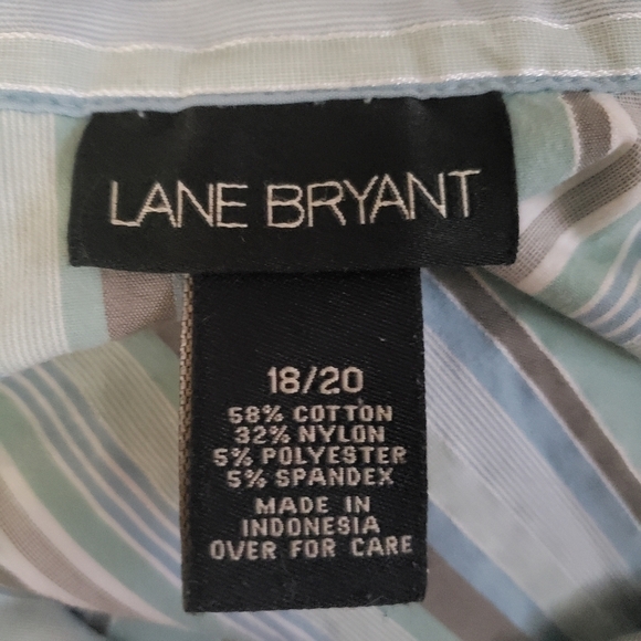 Lane Bryant Collared Button Shirt Long Sleeve Blue Striped Women's 18/20 Plus - Picture 3 of 4